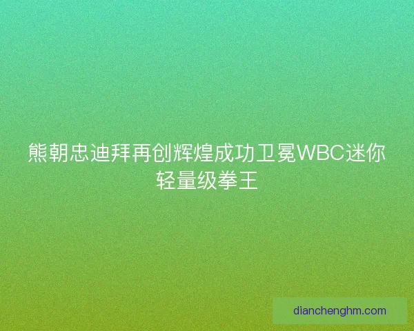 熊朝忠迪拜再创辉煌成功卫冕WBC迷你轻量级拳王